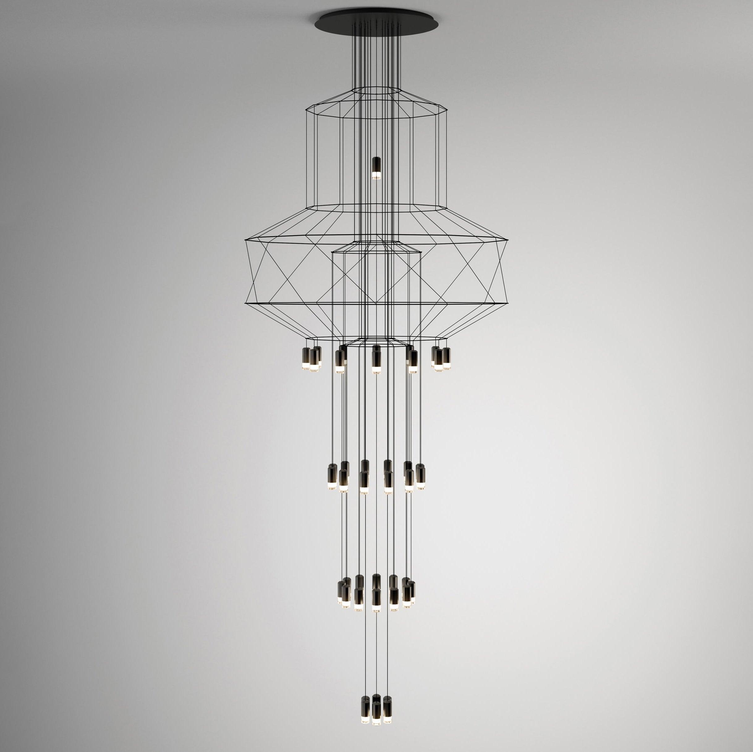 Tevenq Chandelier Lines Black Wireframe LED