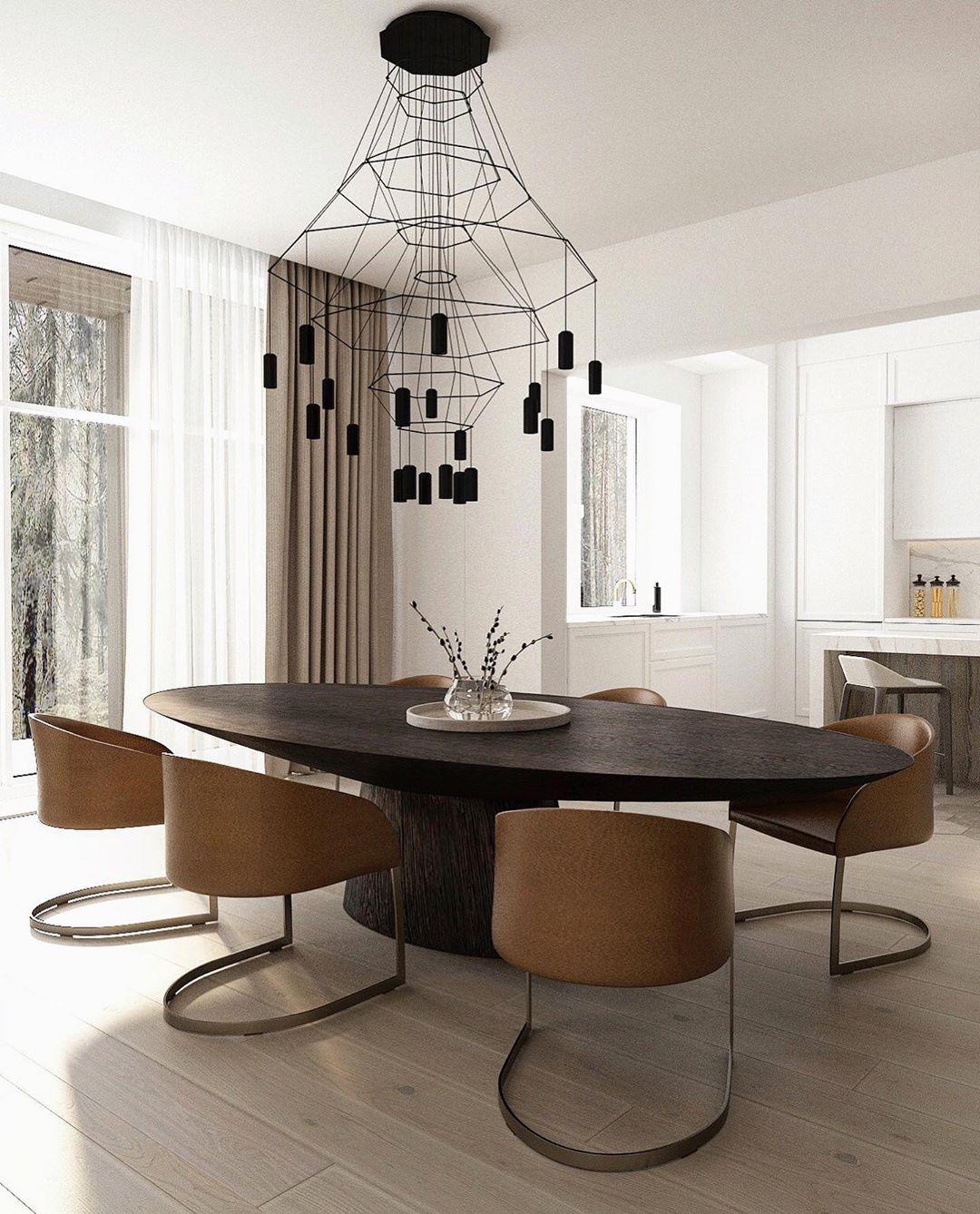 Tevenq Chandelier Lines Black Wireframe LED