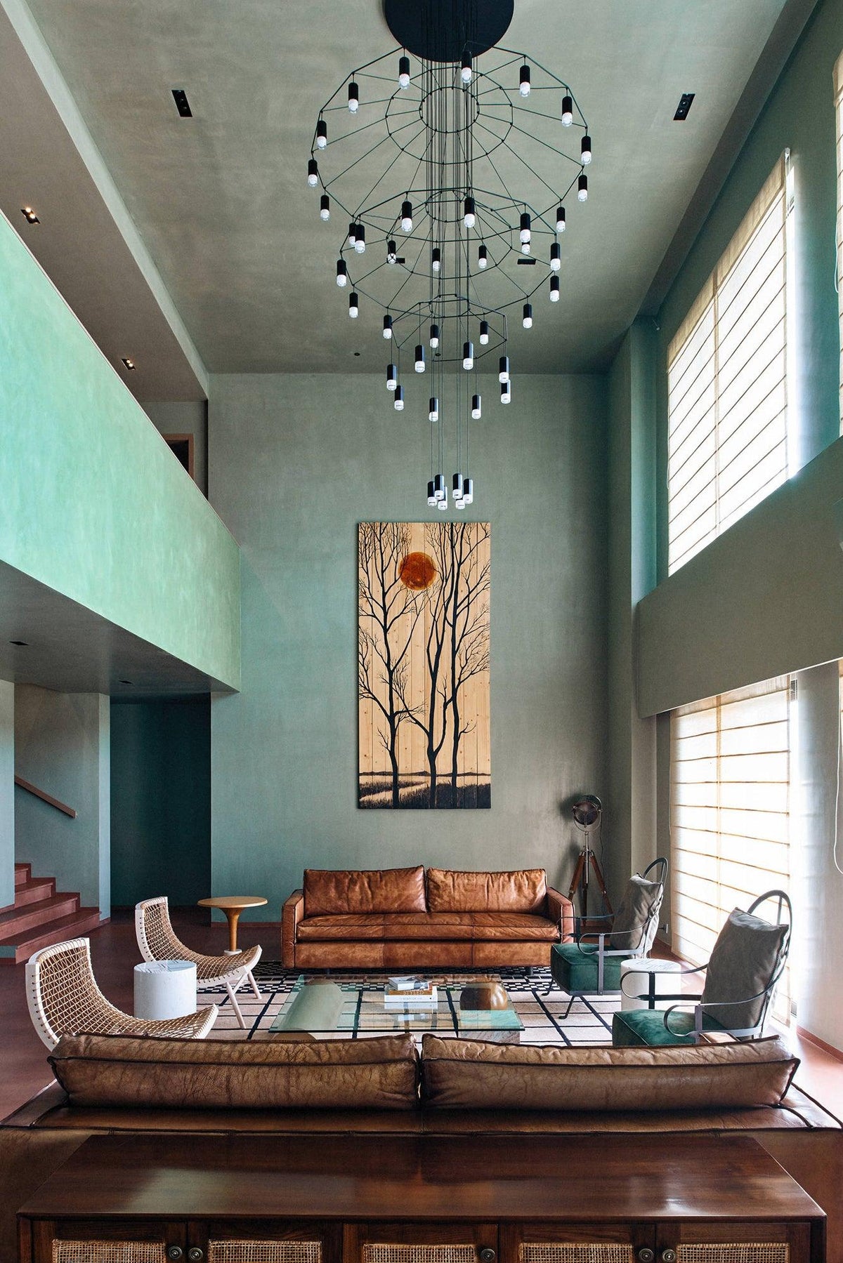Tevenq Chandelier Lines Black Wireframe LED