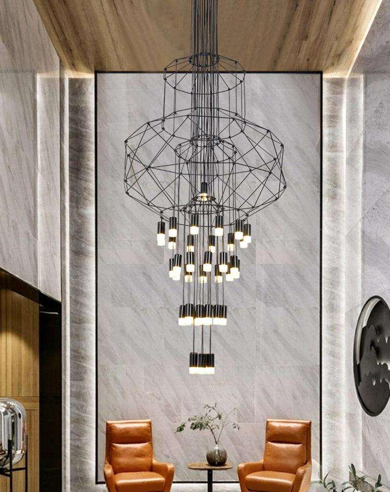 Tevenq Chandelier Lines Black Wireframe LED