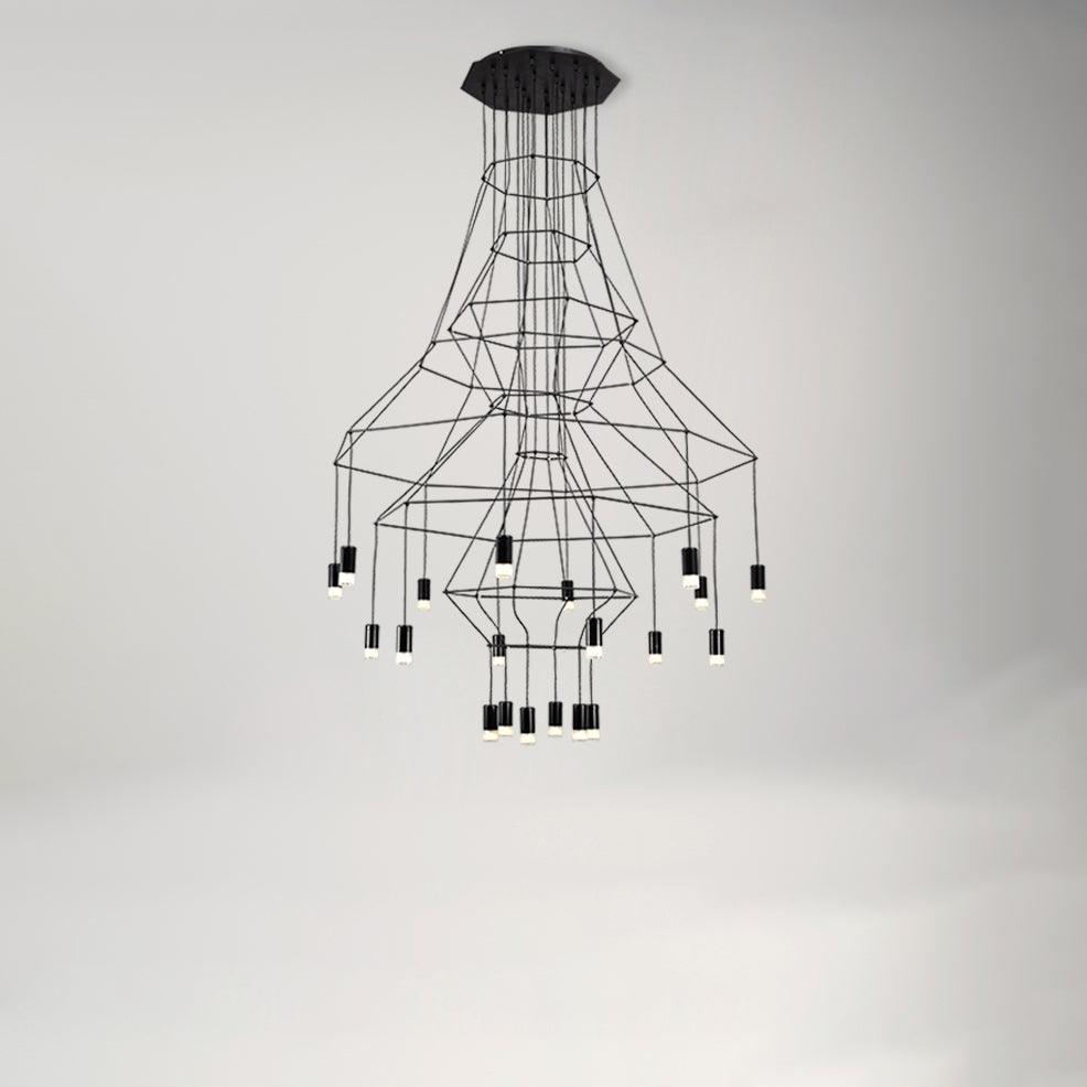 Tevenq Chandelier Lines Black Wireframe LED