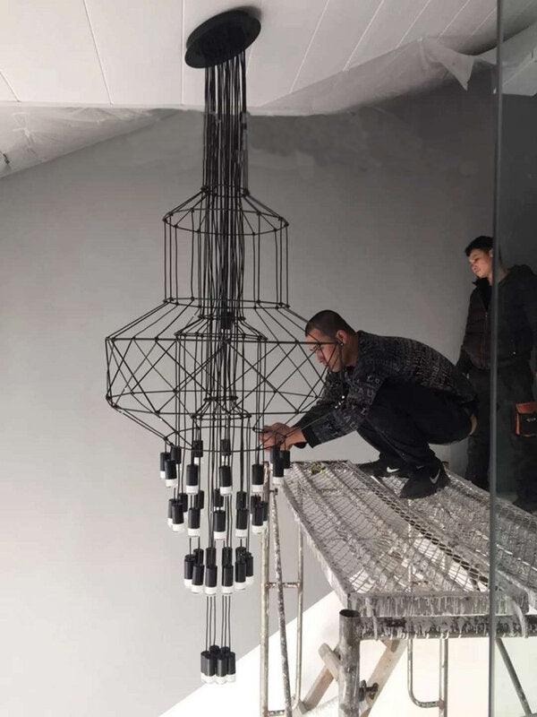 Tevenq Chandelier Lines Black Wireframe LED