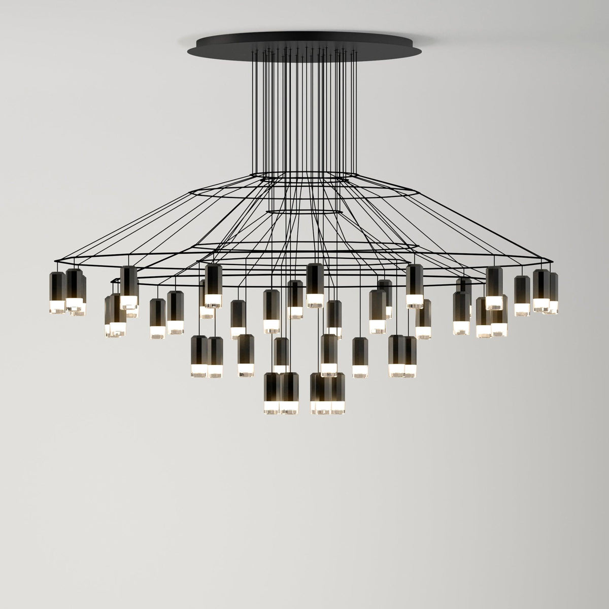 Tevenq Chandelier Lines Black Wireframe LED