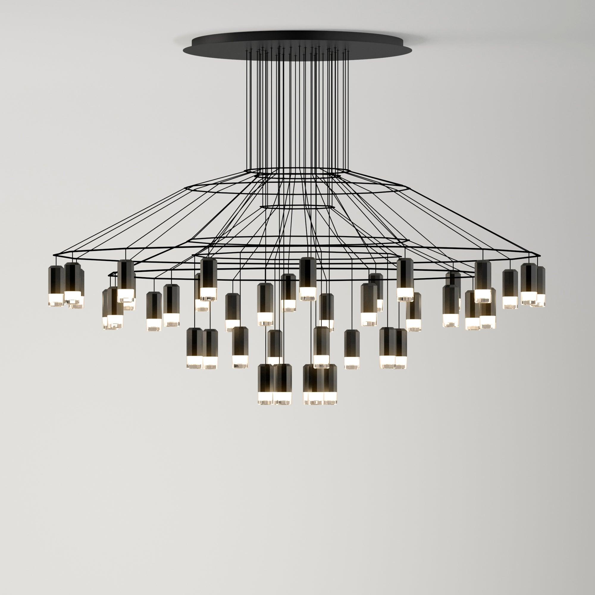 Tevenq Chandelier Lines Black Wireframe LED