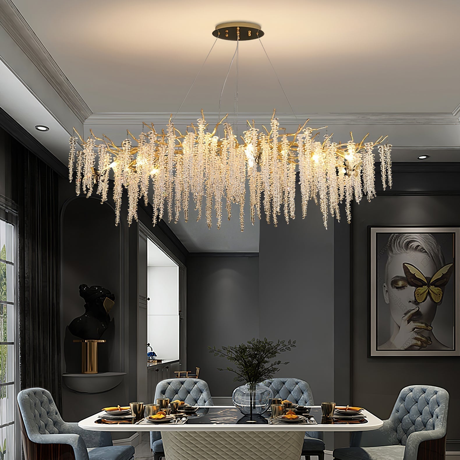 Elyivaine Chandelier Wisteria Flower Crystal