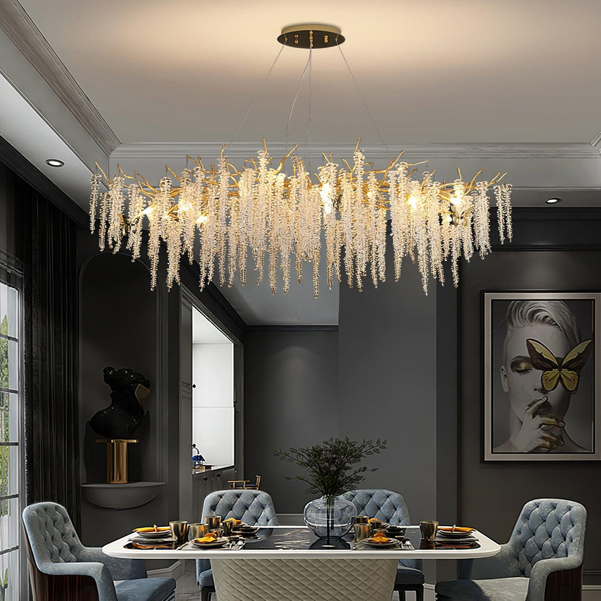 Elyivaine Chandelier Wisteria Flower Crystal