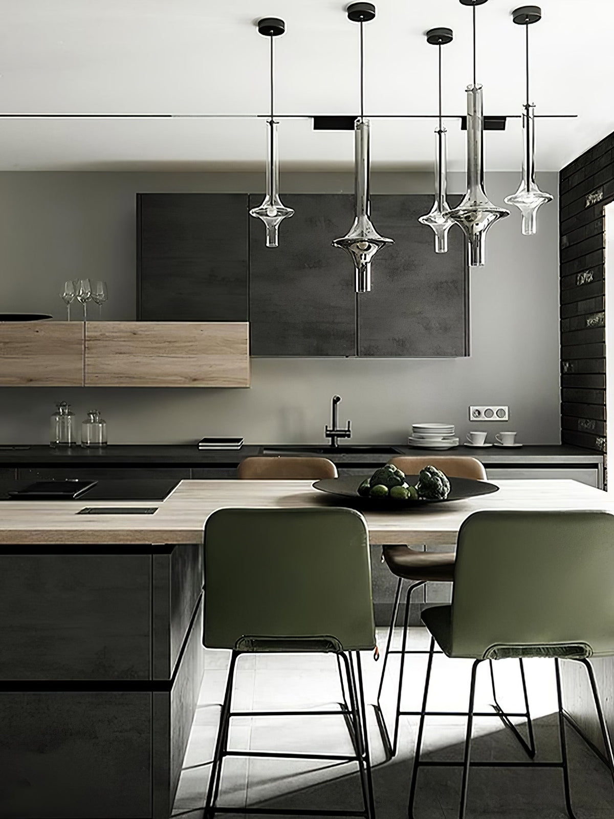 Sarenol Glass Industrial Glam Pendant Light