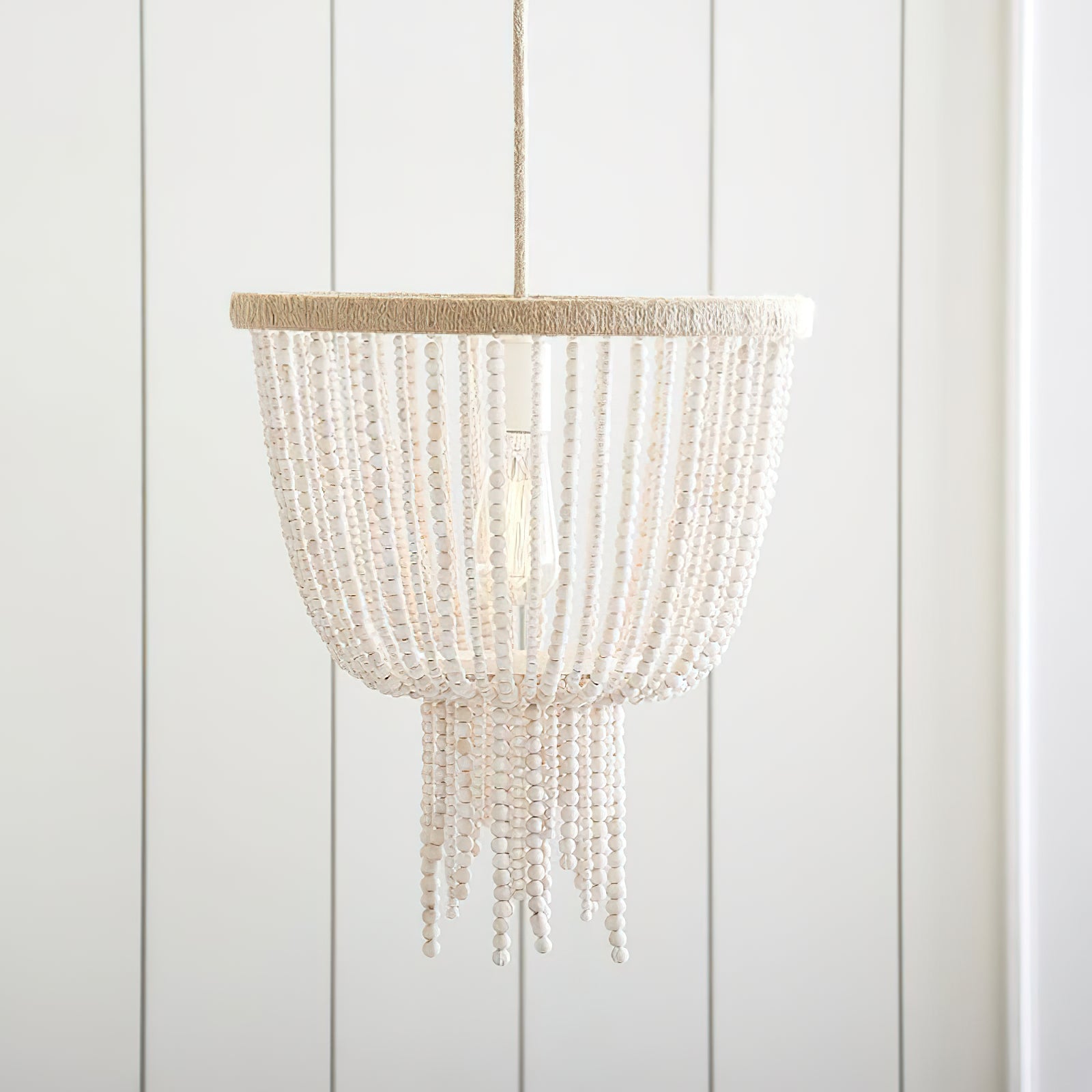 Himinuvyi Modern Beaded Wooden Rope Chandelier - Neutral Decor