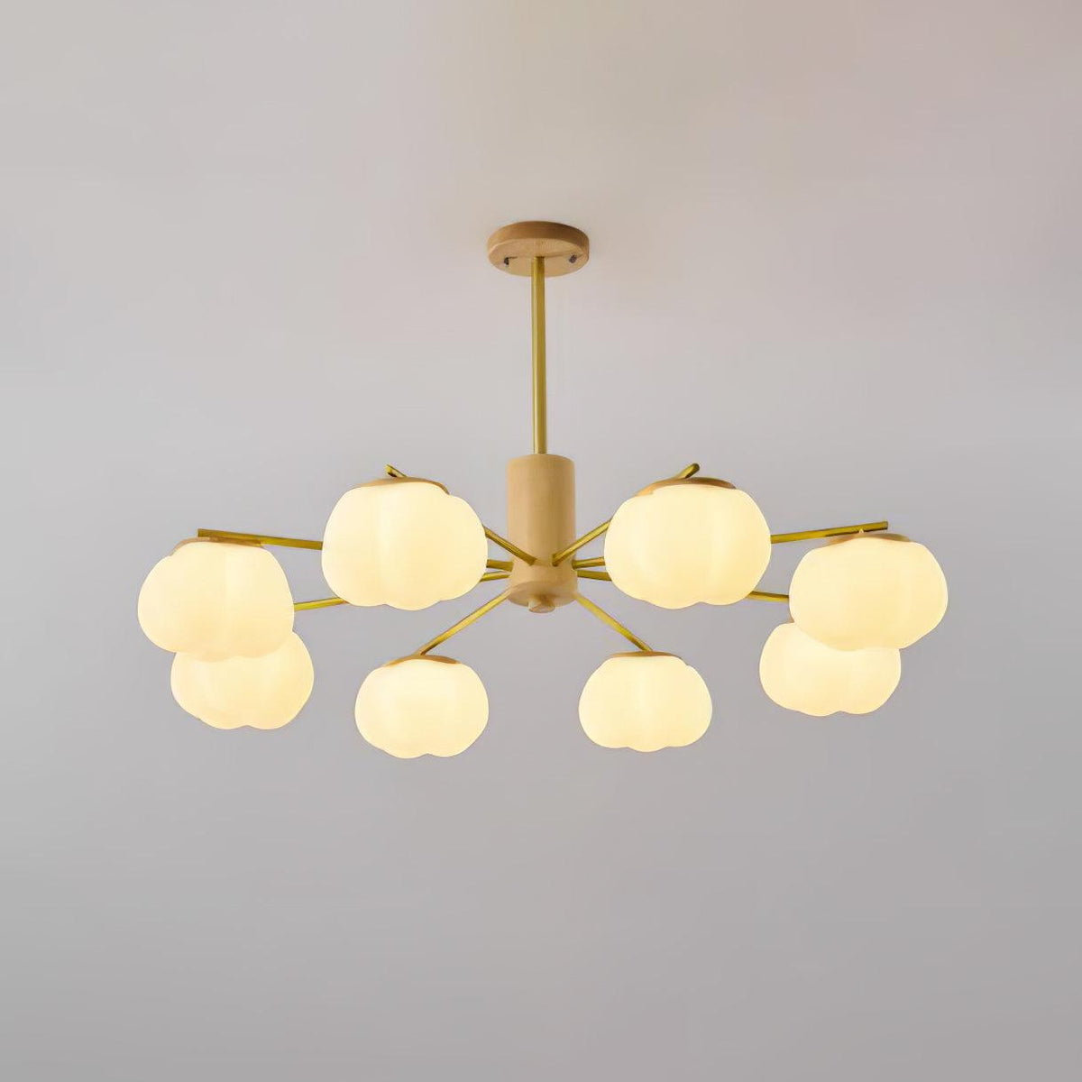 Sylanira Chandelier Wooden Cotton Balls Gold PE