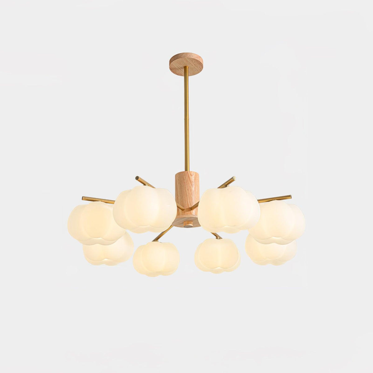 Sylanira Chandelier Wooden Cotton Balls Gold PE