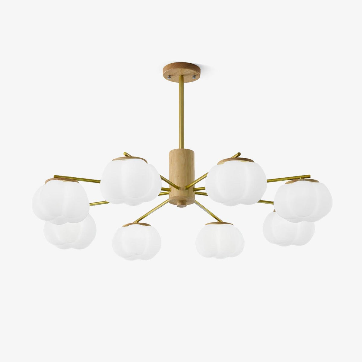 Sylanira Chandelier Wooden Cotton Balls Gold PE