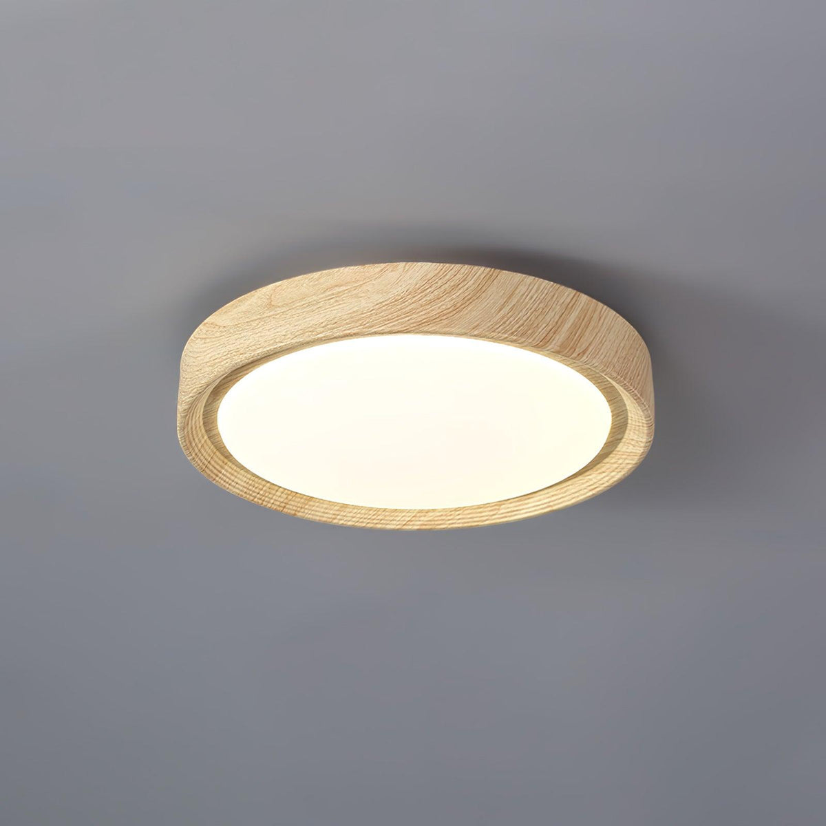 Grena Wood Grain Round Ceiling Light - Neutral Decor