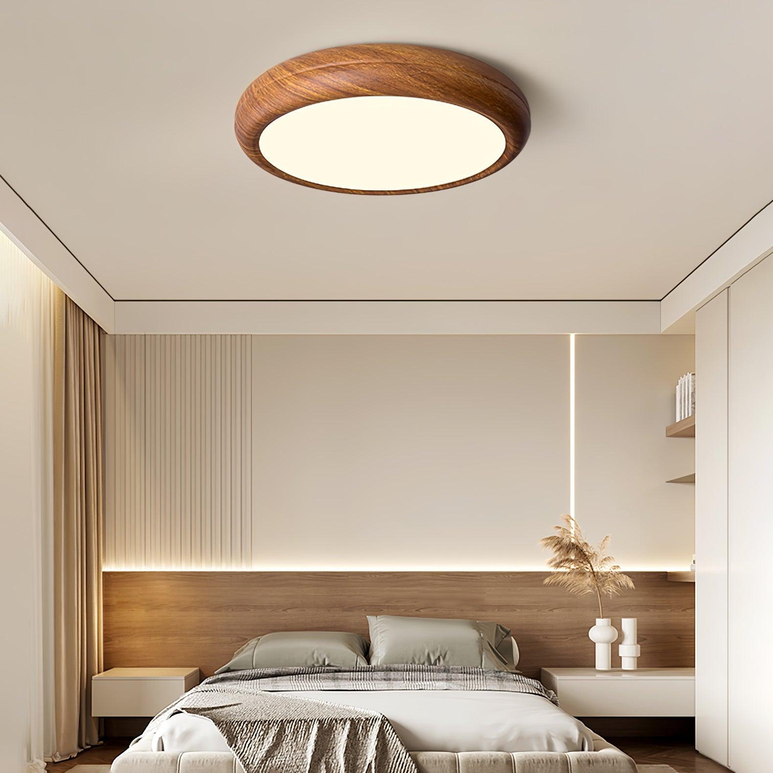 Grena Wood Grain Round Ceiling Light - Neutral Decor