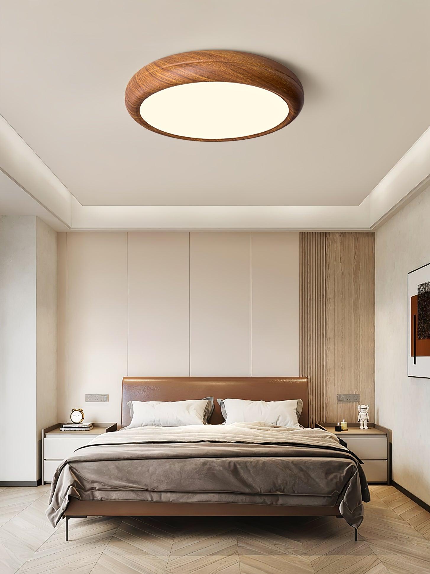 Orbis Wood Wood Grain Round Ceiling Light - Neutral Decor