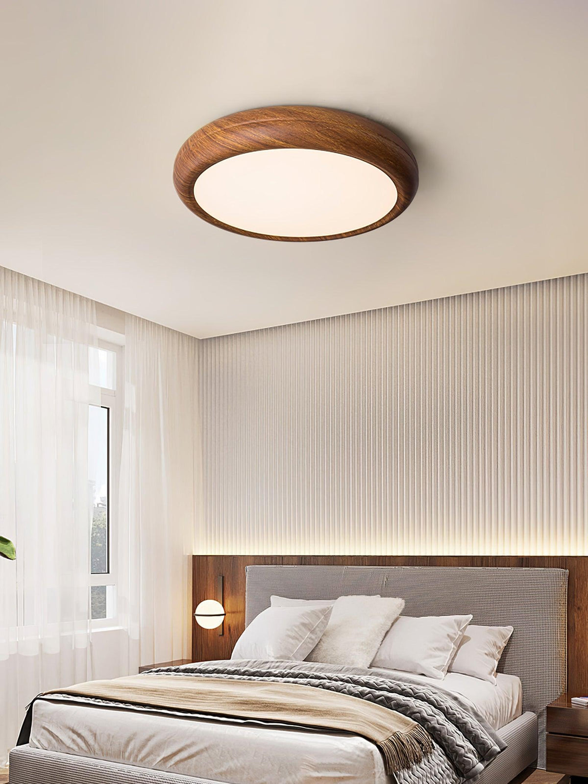 Niralel Ceiling Light Woodgrain Acrylic Round