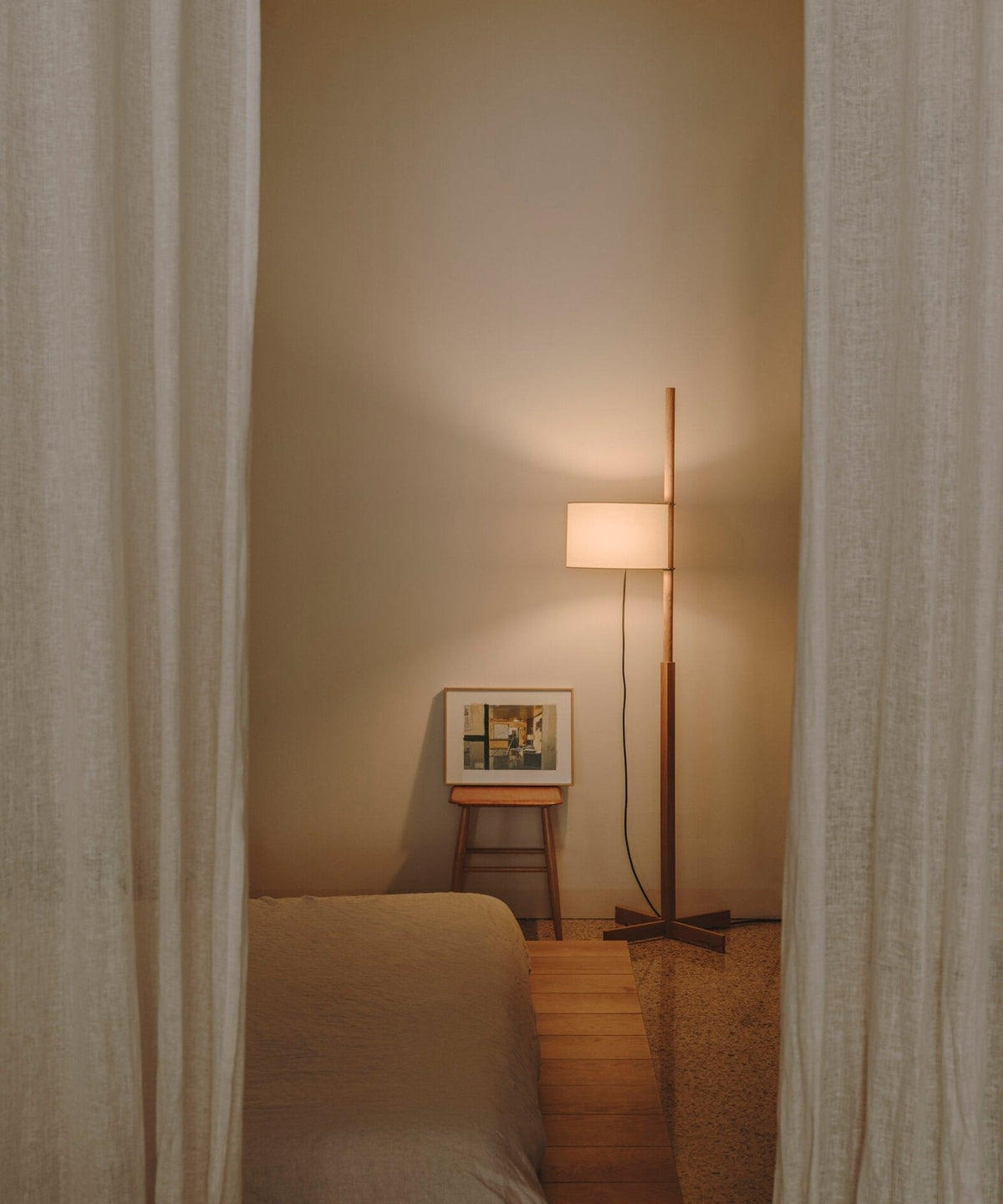 Jex Wood Fabric Floor Lamp