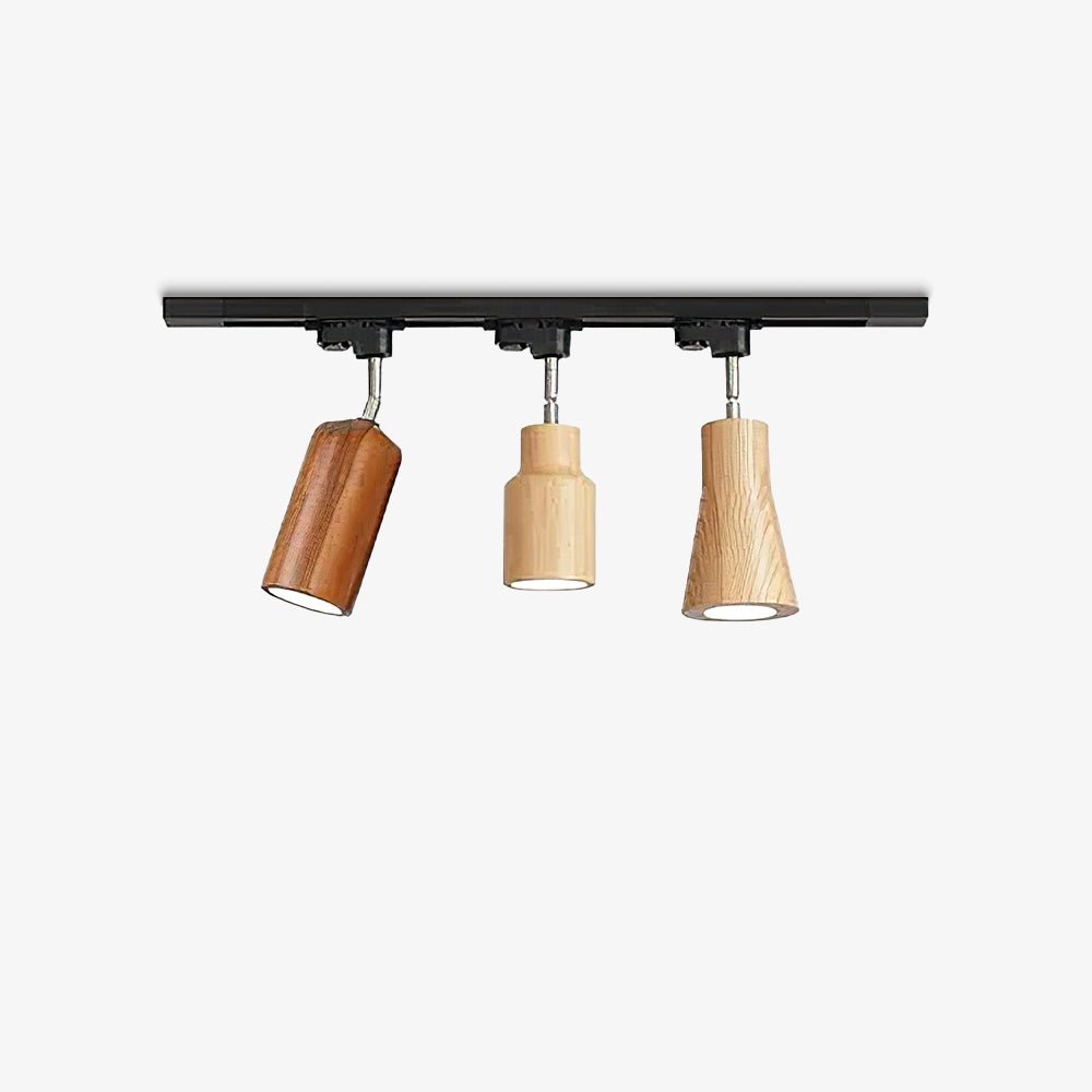 Elviian Ceiling Lamp Wood Track Adjustable Heads