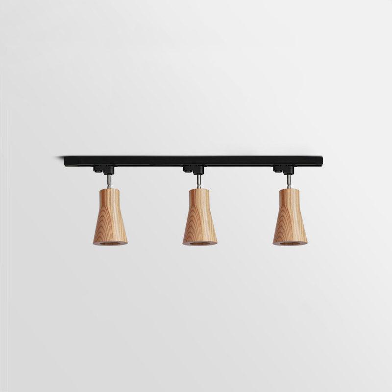Elviian Ceiling Lamp Wood Track Adjustable Heads