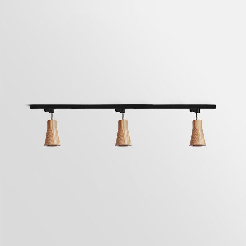 Elviian Ceiling Lamp Wood Track Adjustable Heads