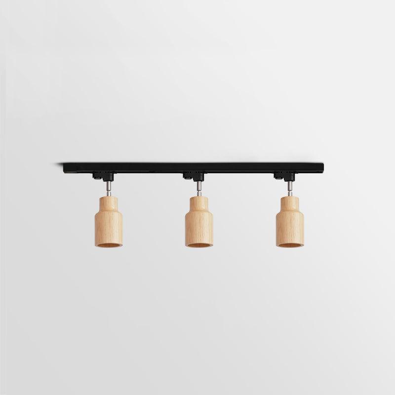 Elviian Ceiling Lamp Wood Track Adjustable Heads
