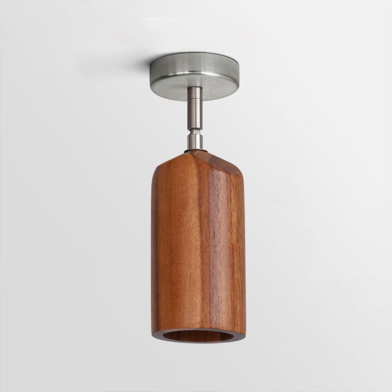 Elviian Ceiling Lamp Wood Track Adjustable Heads