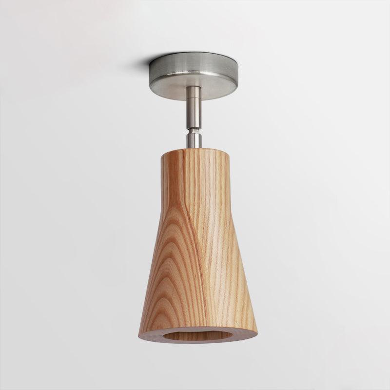 Elviian Ceiling Lamp Wood Track Adjustable Heads