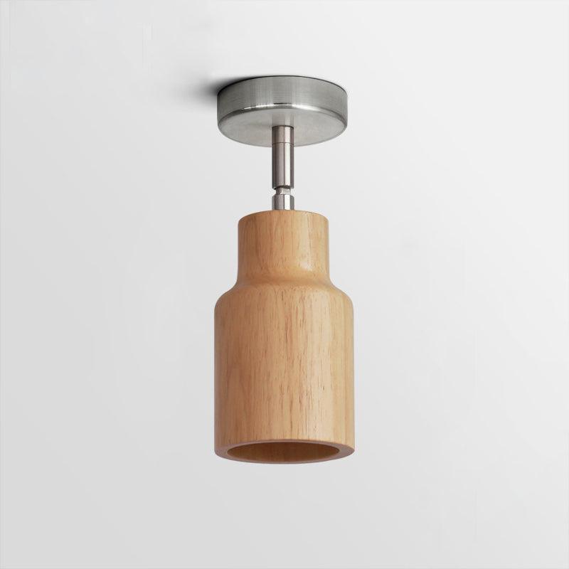 Elviian Ceiling Lamp Wood Track Adjustable Heads