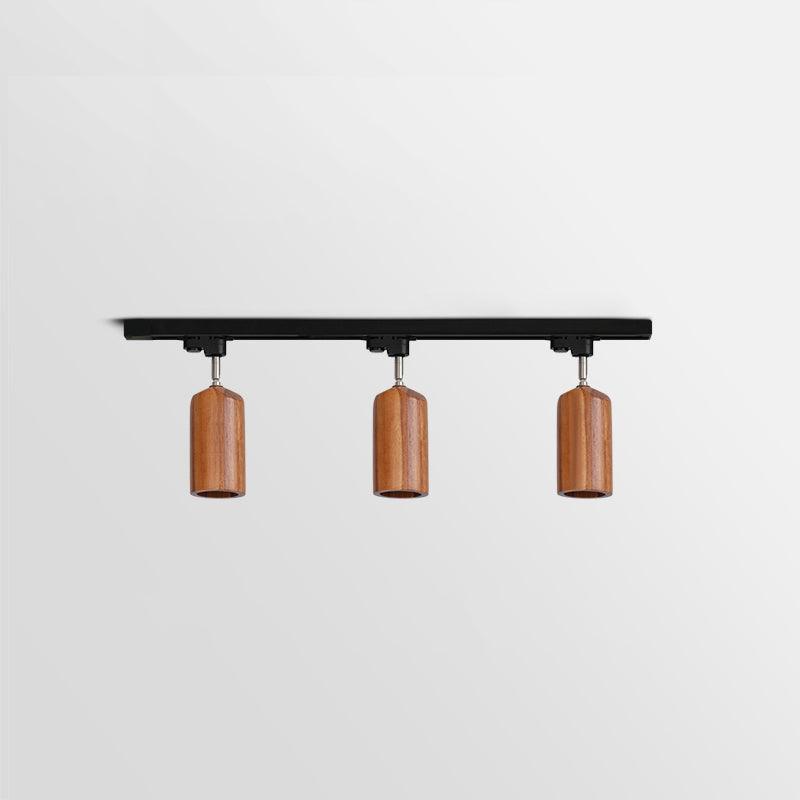 Elviian Ceiling Lamp Wood Track Adjustable Heads