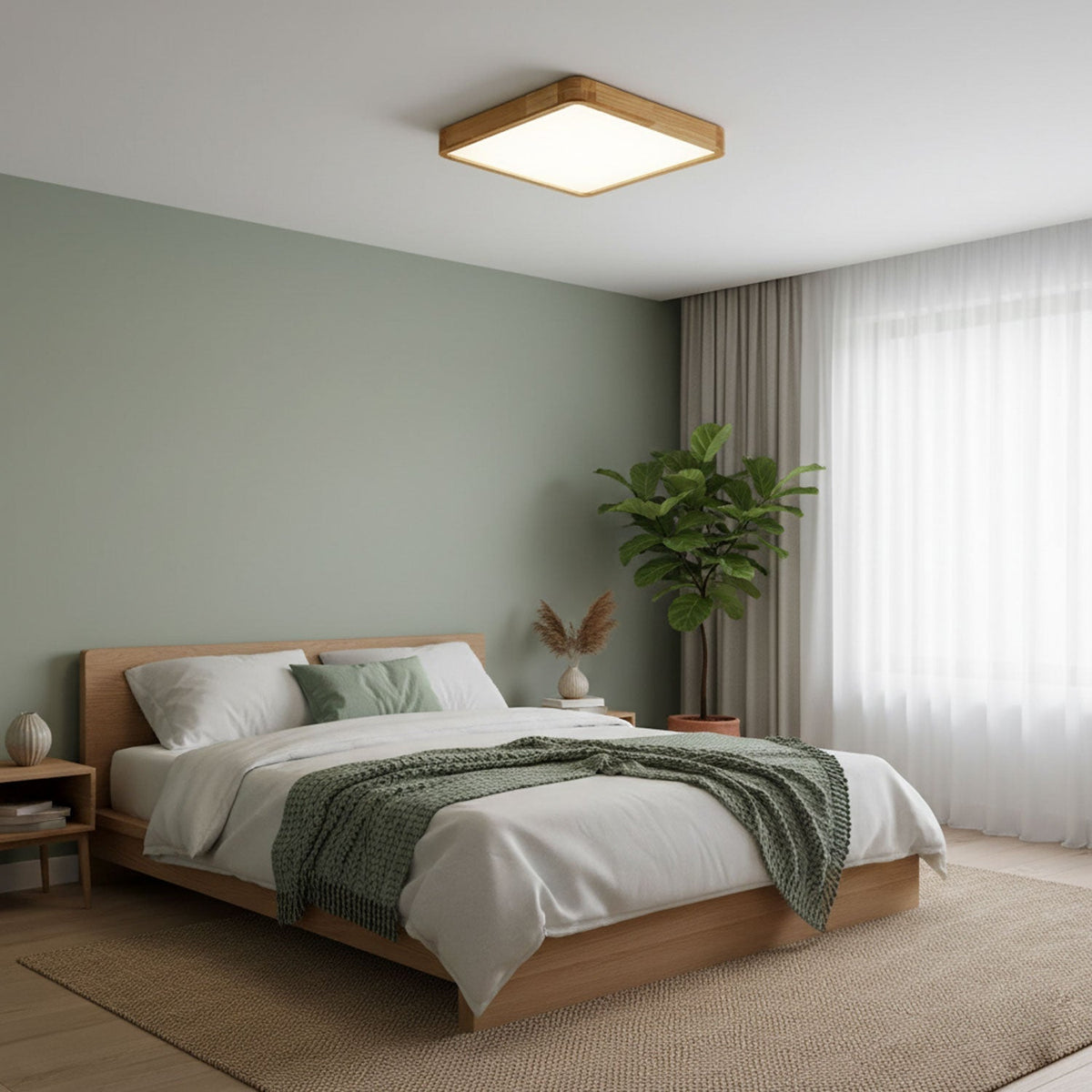 Edenford Wooden Geometric Flush Mount Ceiling Light