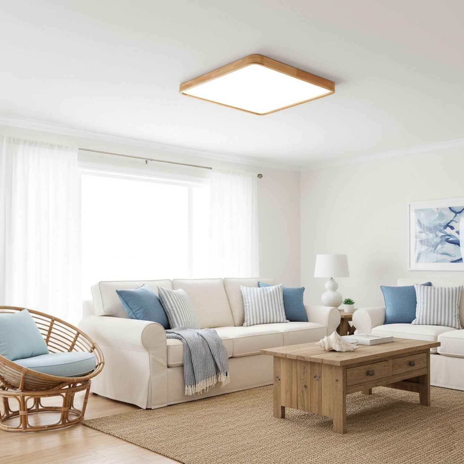 Edenford Wooden Geometric Flush Mount Ceiling Light