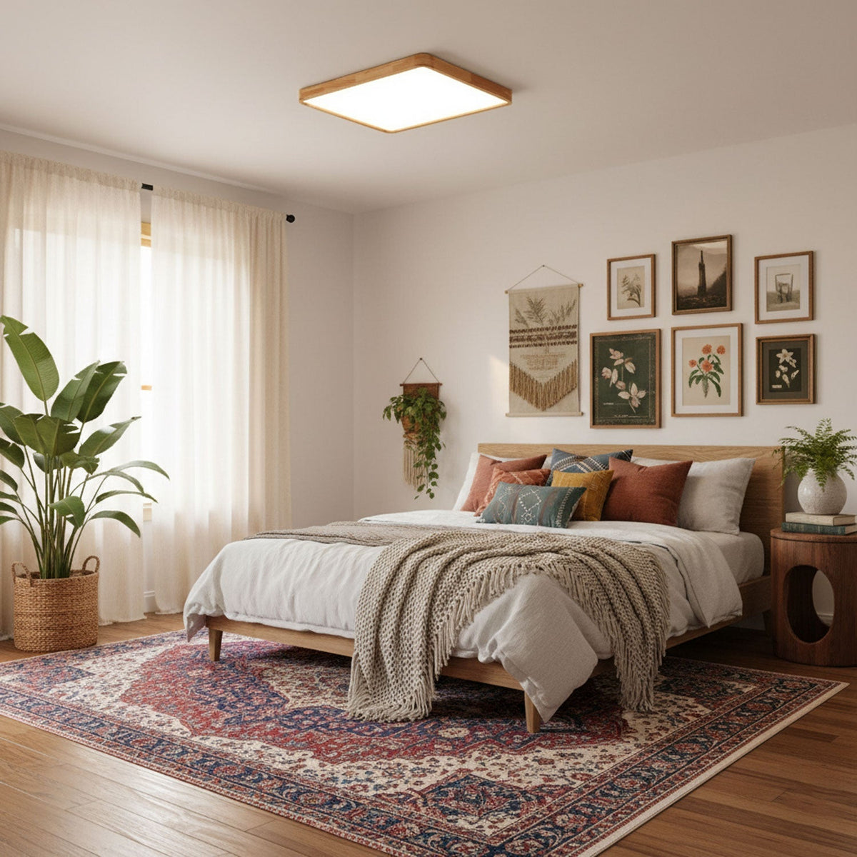 Edenford Wooden Geometric Flush Mount Ceiling Light