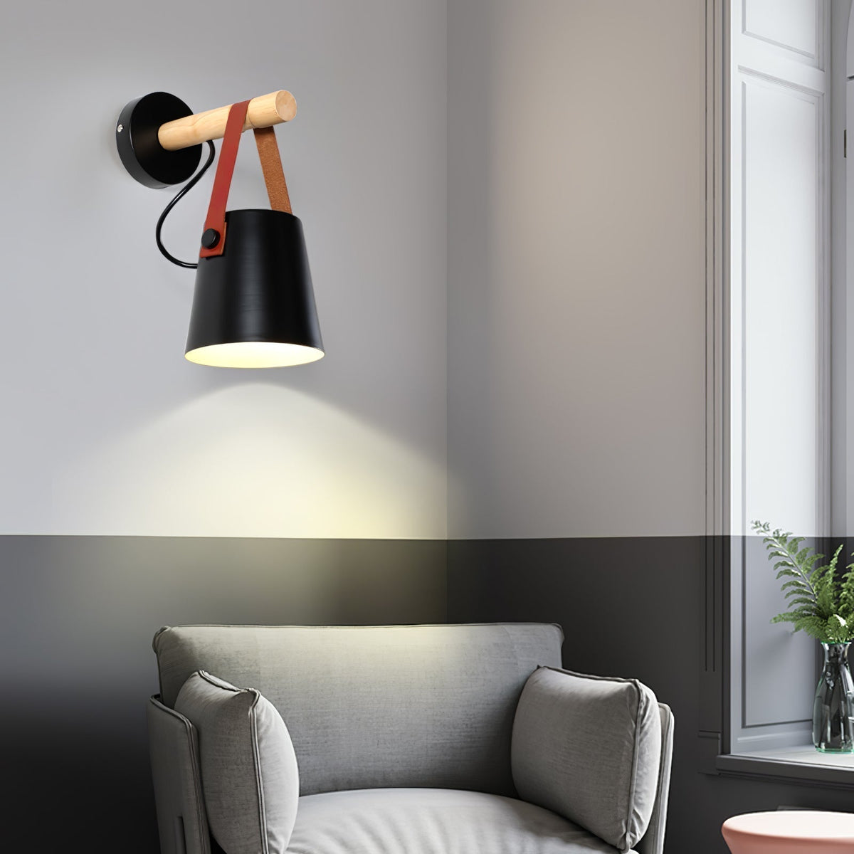 Virixon Wood Leather Wall Lamp