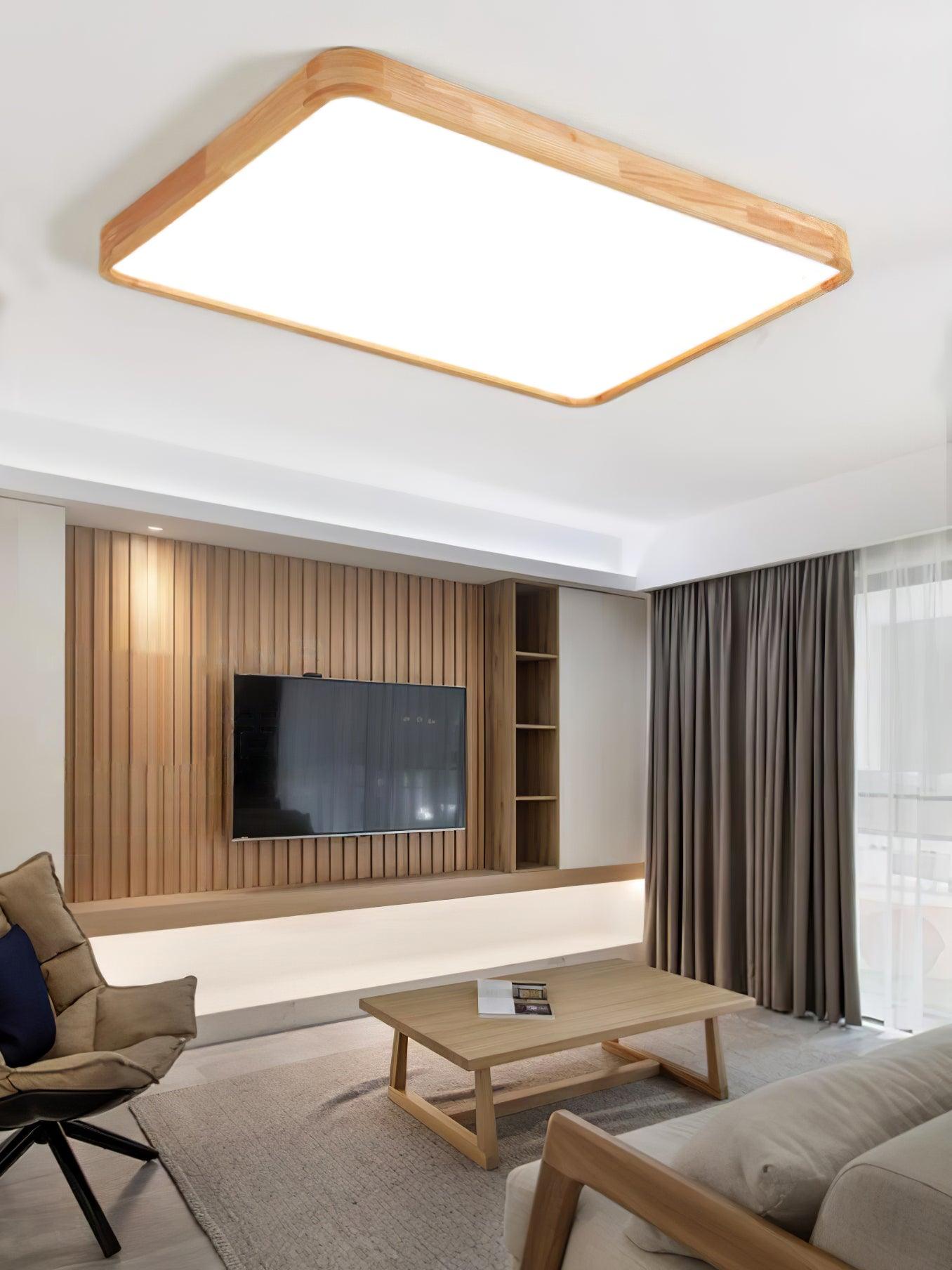 Edenford Wooden Geometric Flush Mount Ceiling Light