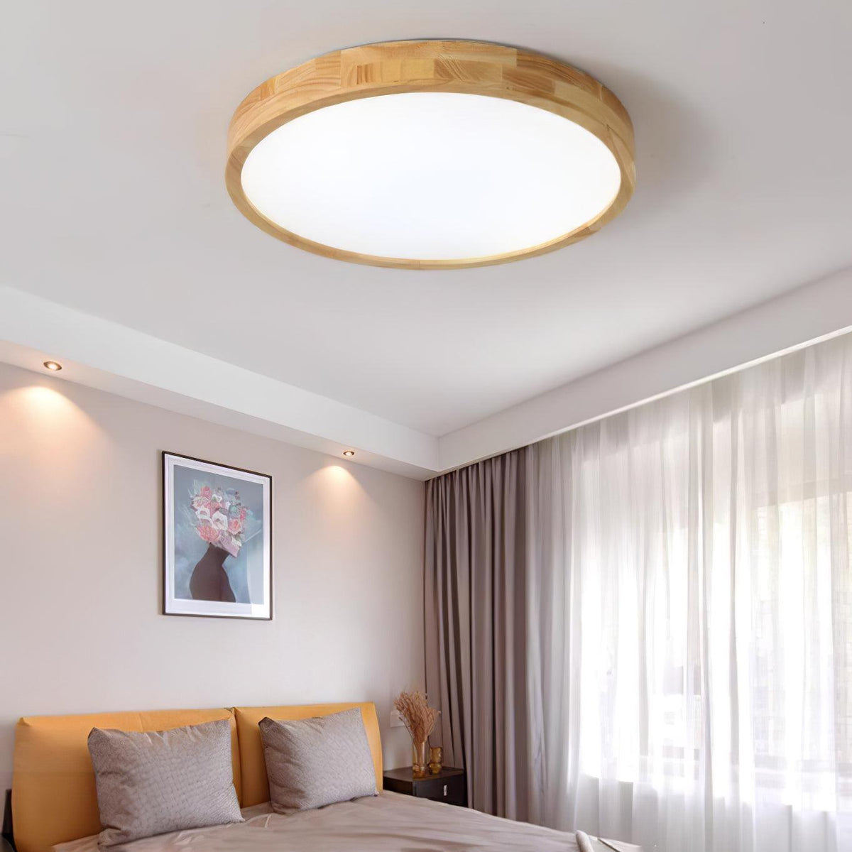 Edenford Wooden Geometric Flush Mount Ceiling Light