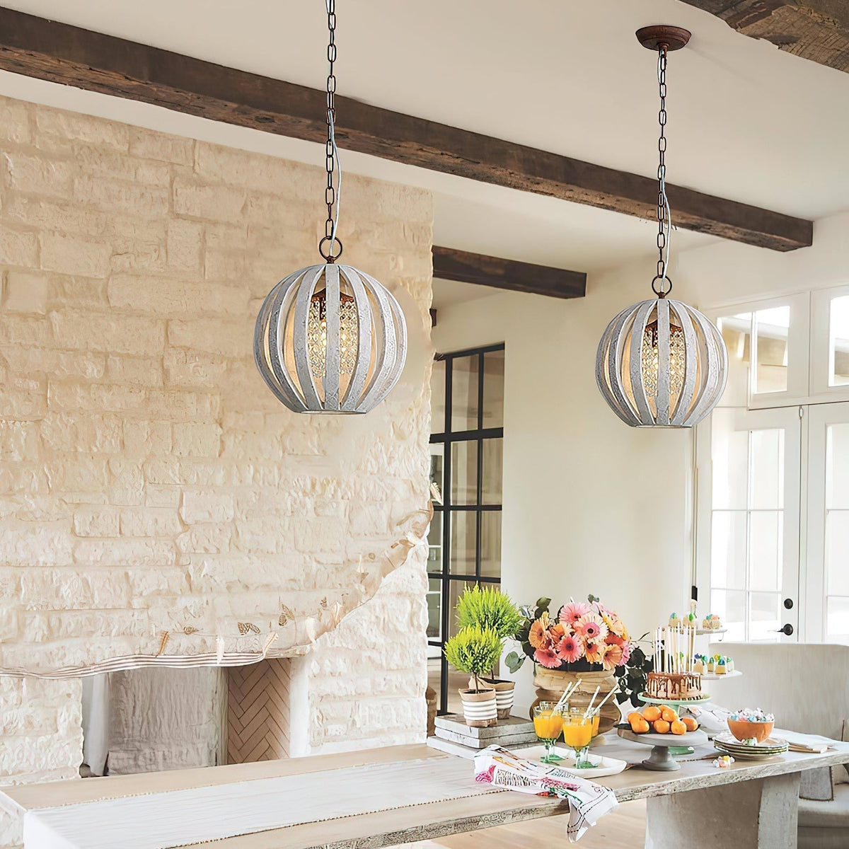 Sylaette Wooden Globe Pendant Lamp