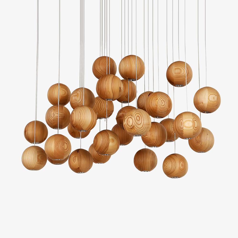Vixor Nordic Orb Sphere Cluster Wooden Pendant Light