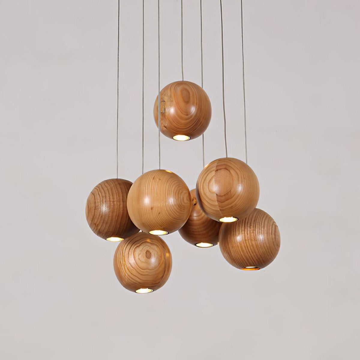 Vixor Nordic Orb Sphere Cluster Wooden Pendant Light