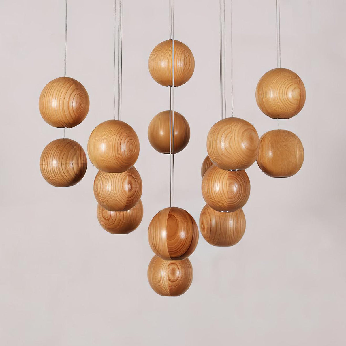 Vixor Nordic Orb Sphere Cluster Wooden Pendant Light