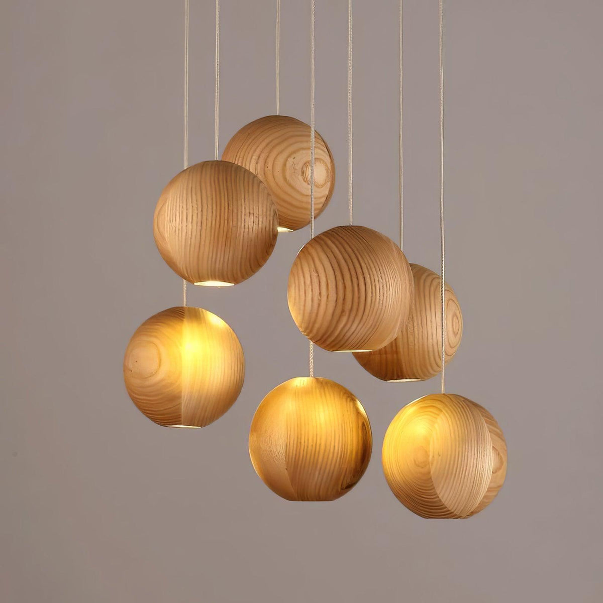 Vixor Nordic Orb Sphere Cluster Wooden Pendant Light