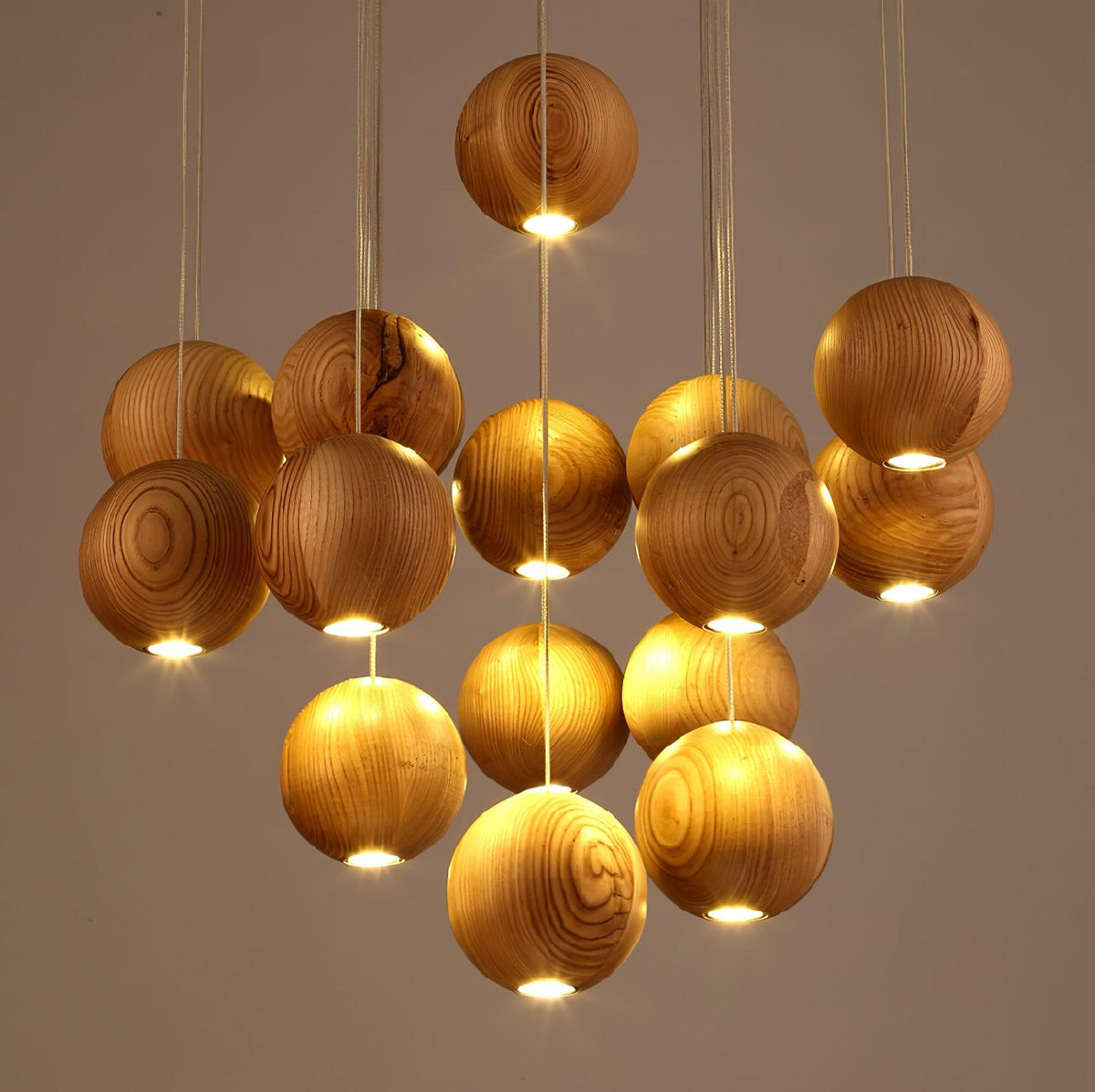 Vixor Nordic Orb Sphere Cluster Wooden Pendant Light
