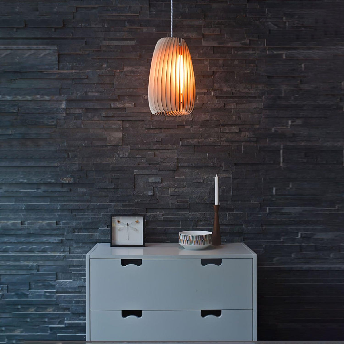 Jior Elegance Unique Orb Wooden Pendant Lamp