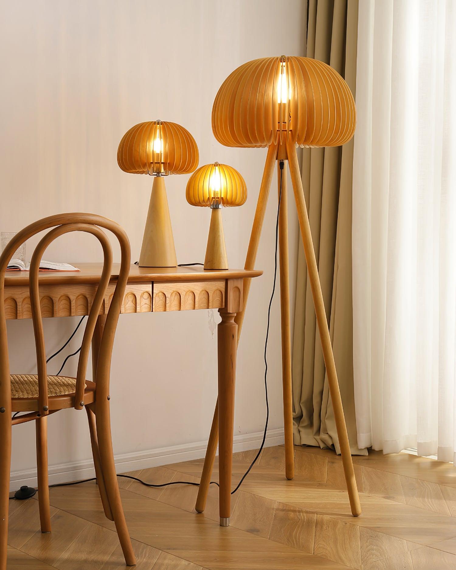 Zetalyre Wooden Tripod Floor Lamp