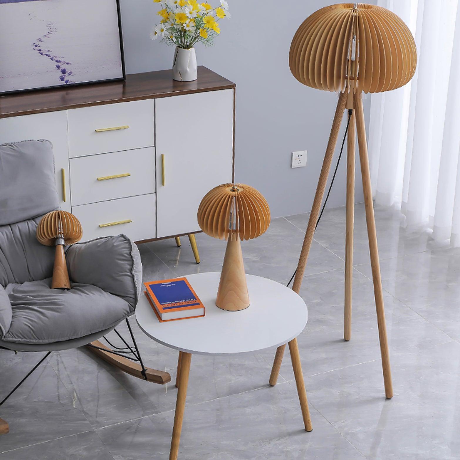 Zetalyre Wooden Tripod Floor Lamp