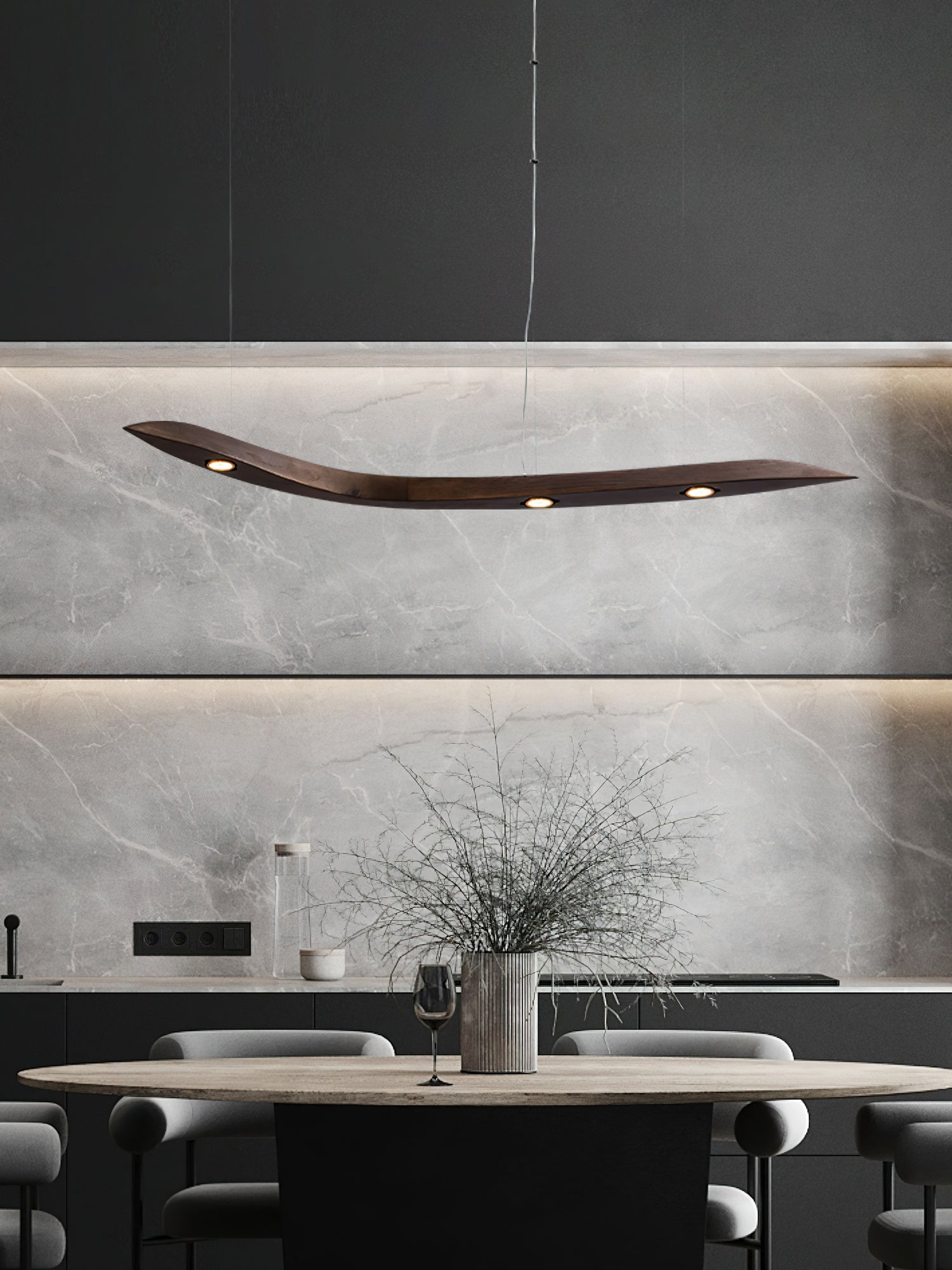 Queral Flow Minimalist Wood Pendant Lamp
