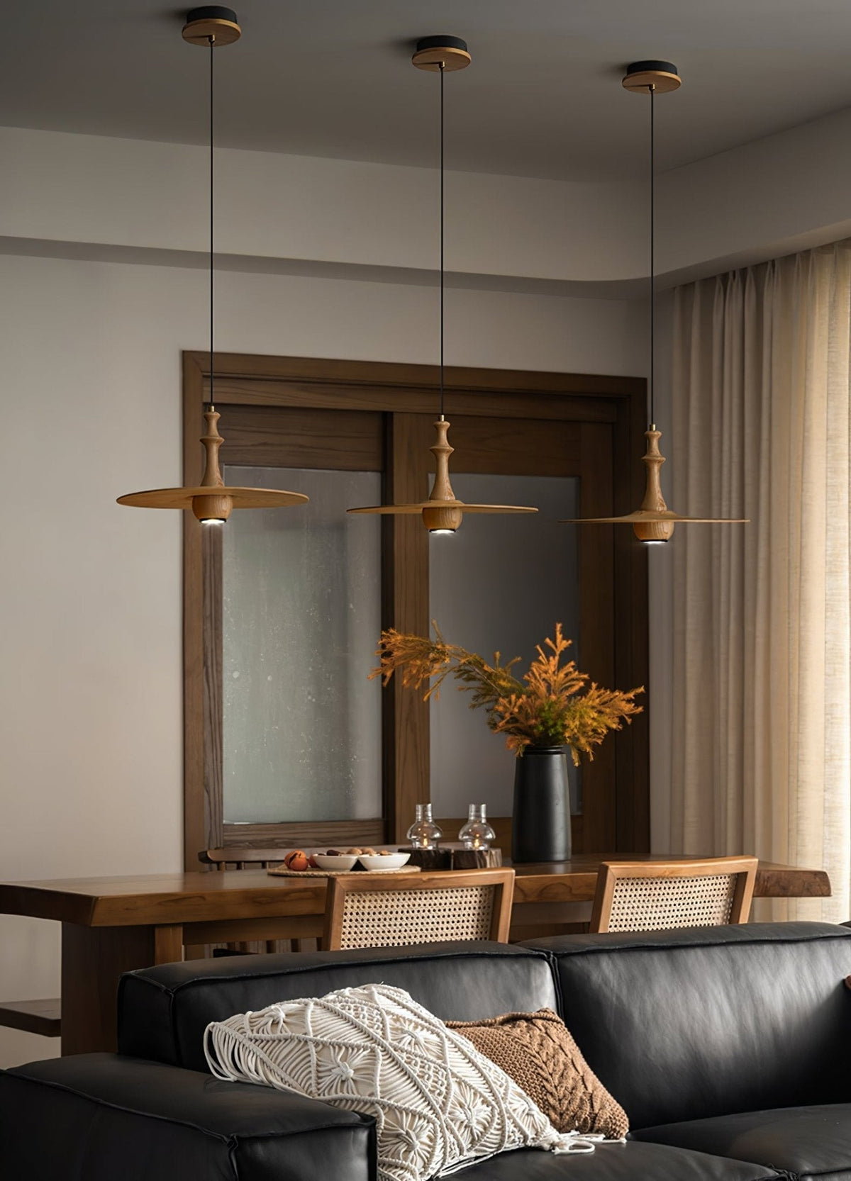 Spindle Wooden Spin Pendant Light