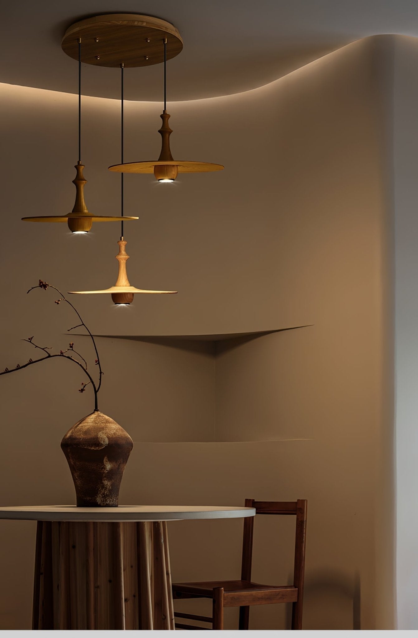 Spindle Wooden Spin Pendant Light