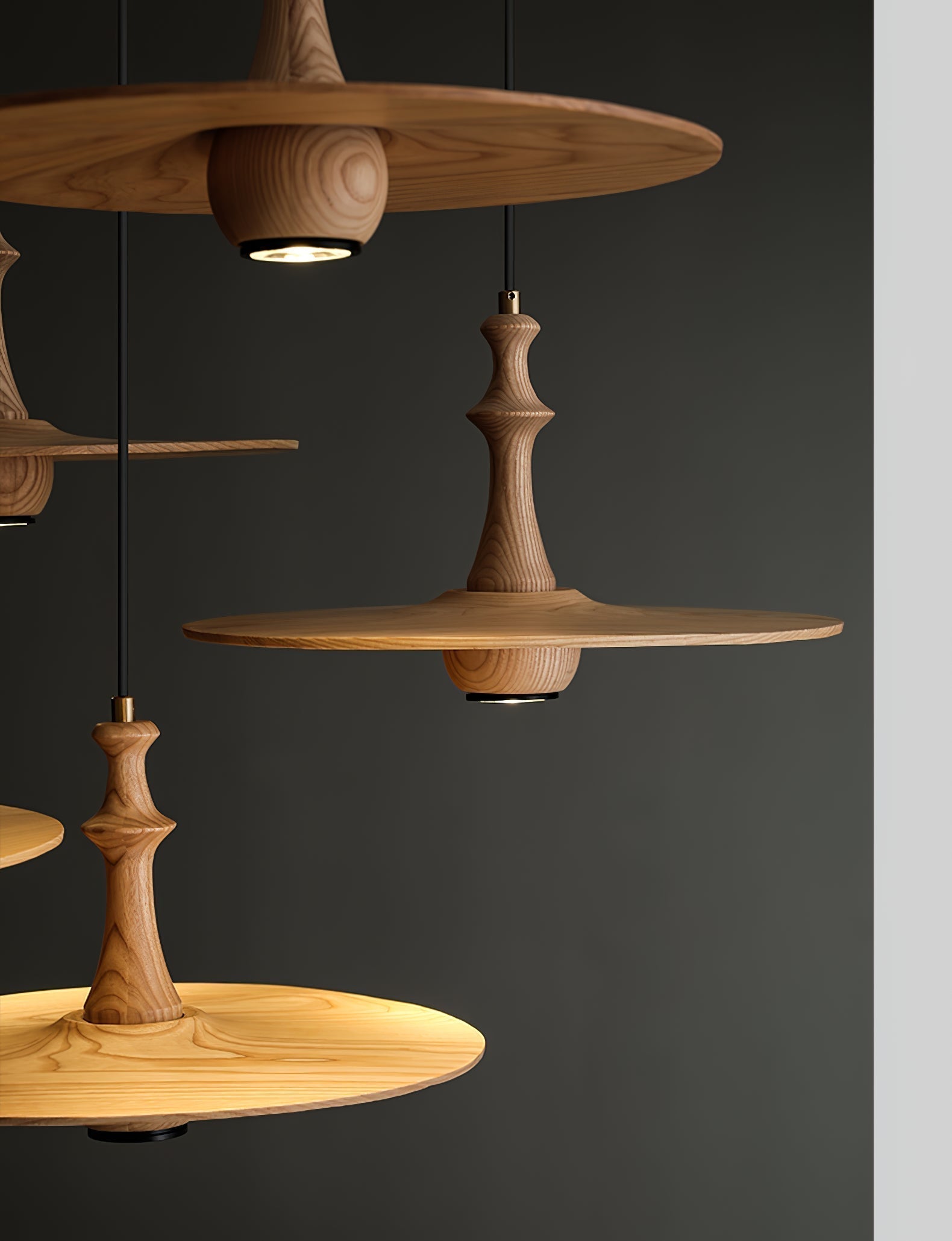 Spindle Wooden Spin Pendant Light