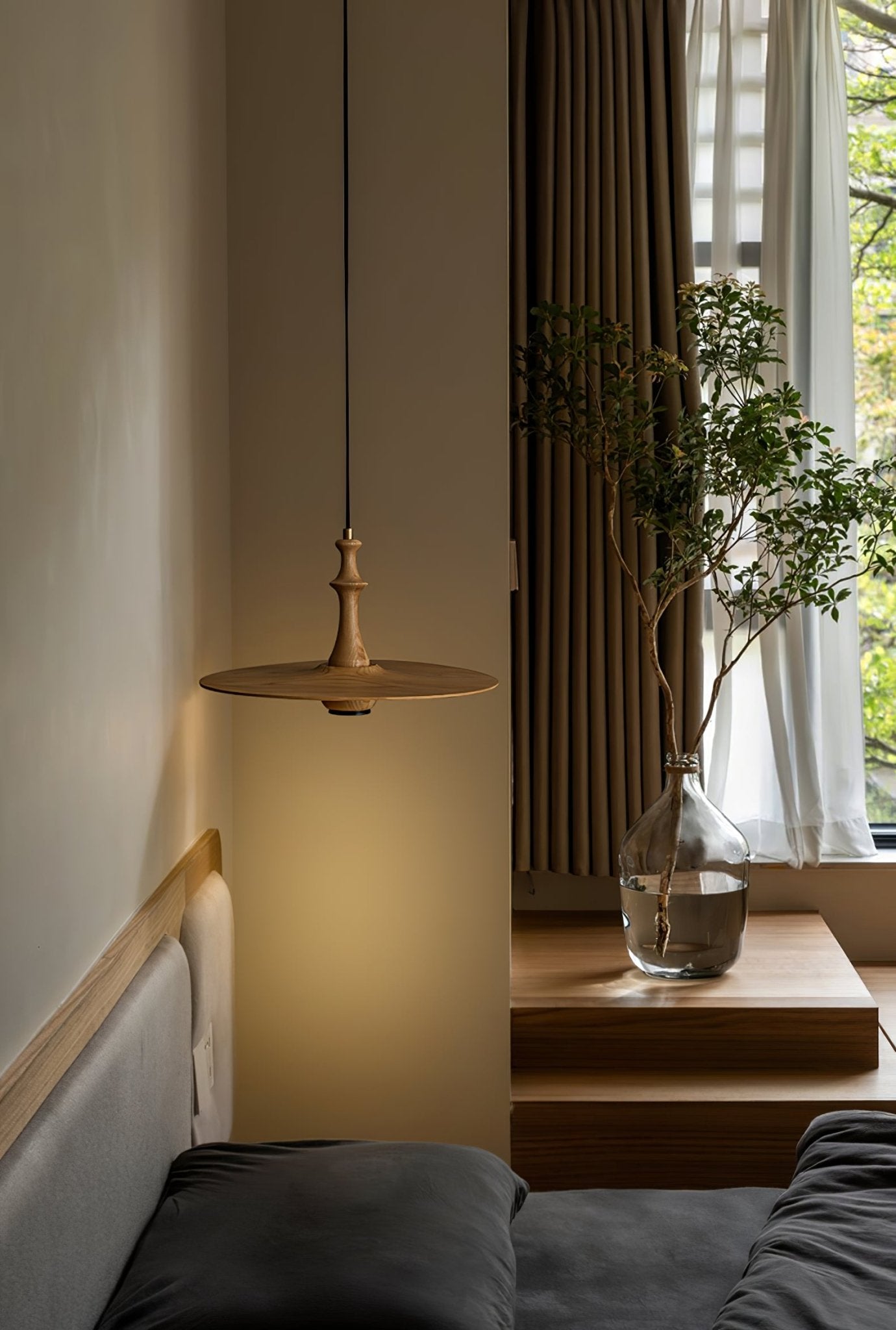 Spindle Wooden Spin Pendant Light