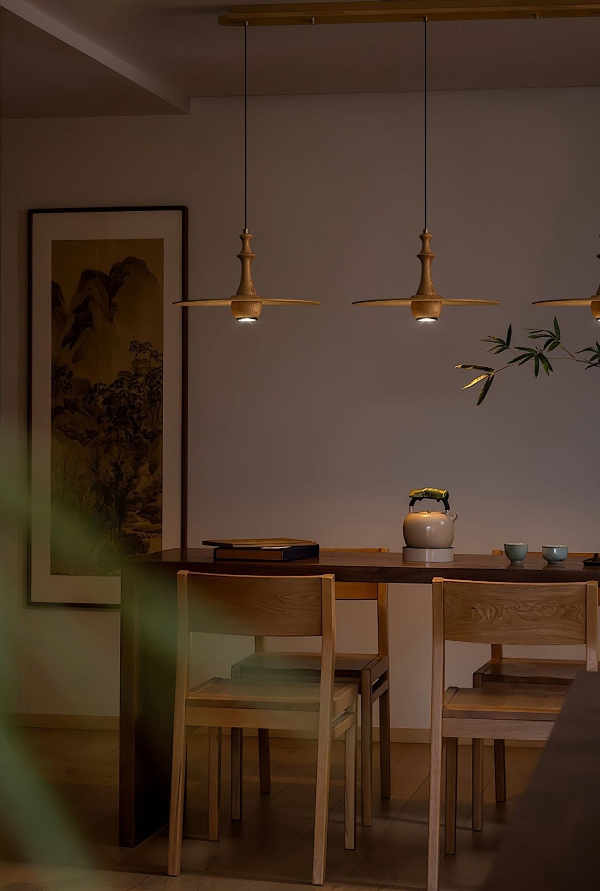 Spindle Wooden Spin Pendant Light