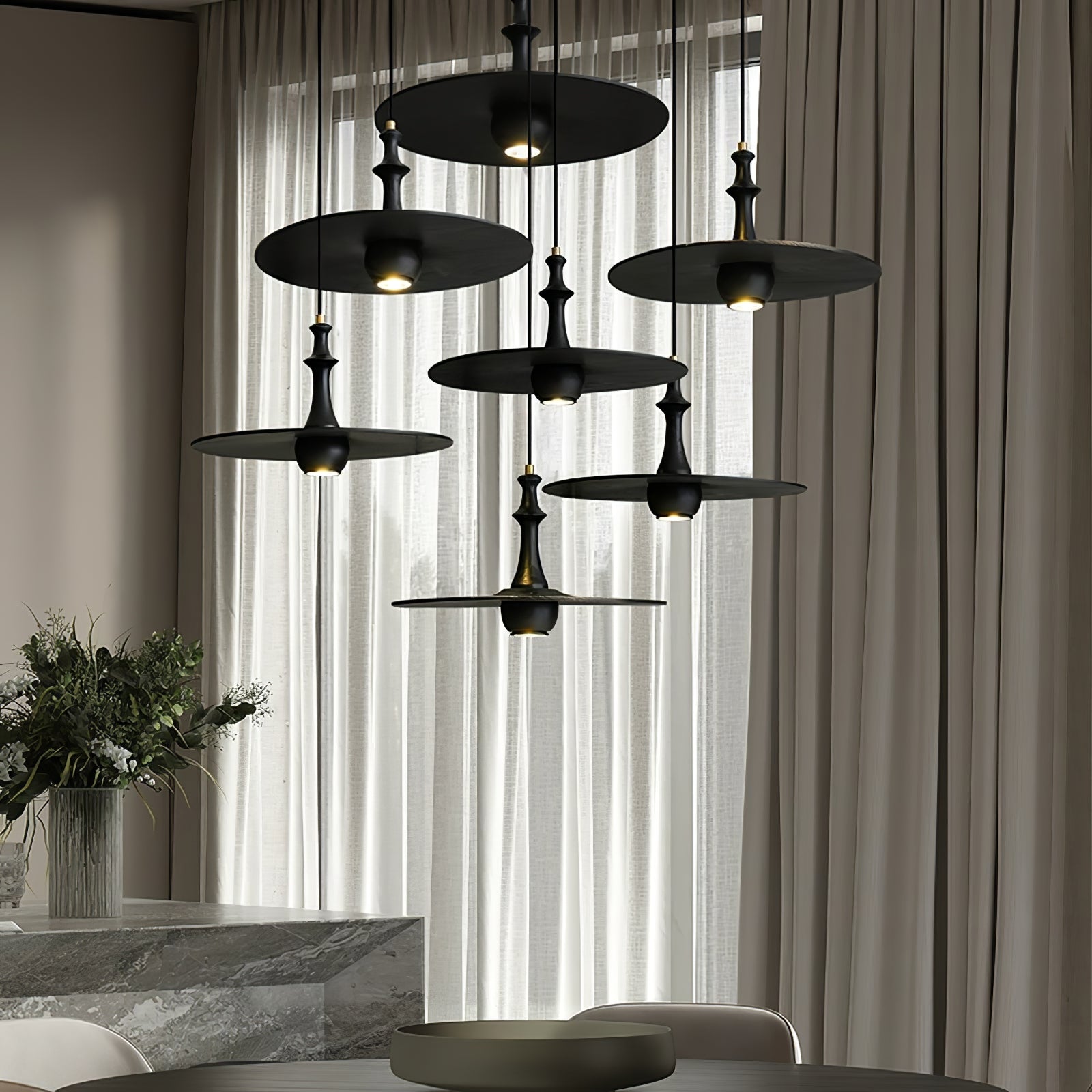 Spindle Wooden Spin Pendant Light